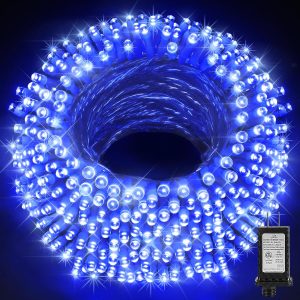 197FT 500 LED Christmas String Lights Outdoor with 8 Modes Timer Memory Function Waterproof Fairy Lights Plug in for Party Xmas Tree Yard Wedding Outside Indoor Decorations(Blue)