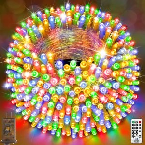 600FT 1500 LED Christmas String Lights Outdoor with 8 Modes Timer Memory Function Waterproof Fairy Lights Plug in for Party Xmas Tree Yard Wedding Outside Indoor Decorations(Multicolor)