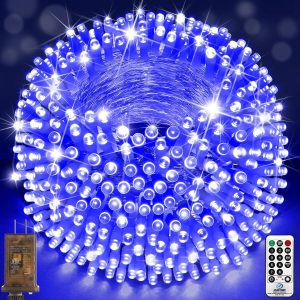 1000 LED 403FT Christmas String Lights Outdoor with 8 Modes Timer Memory Function Waterproof Fairy Lights Plug in for Party Xmas Tree Yard Wedding Outside Indoor Decorations(Blue)